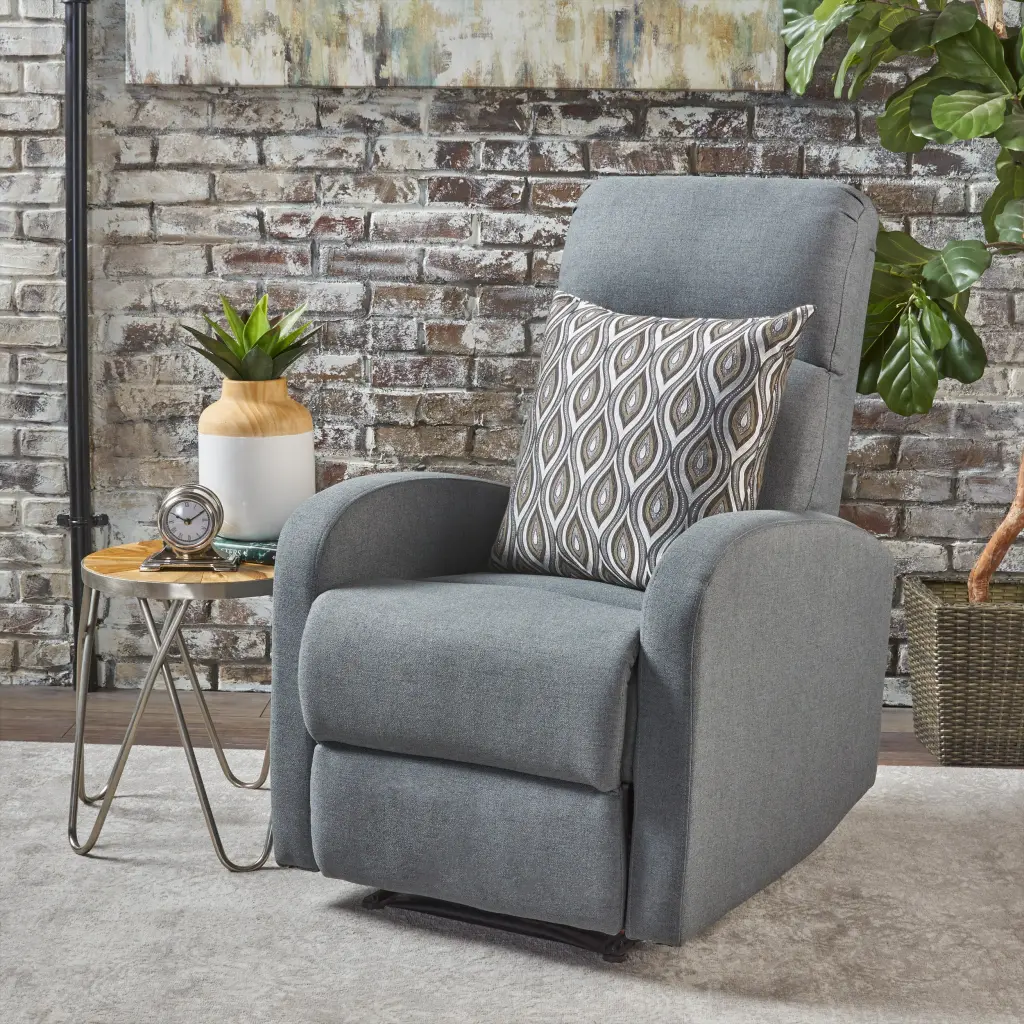 25.5 Inch Wide Manual Recliner Grey Polyester nh-ocean furniture