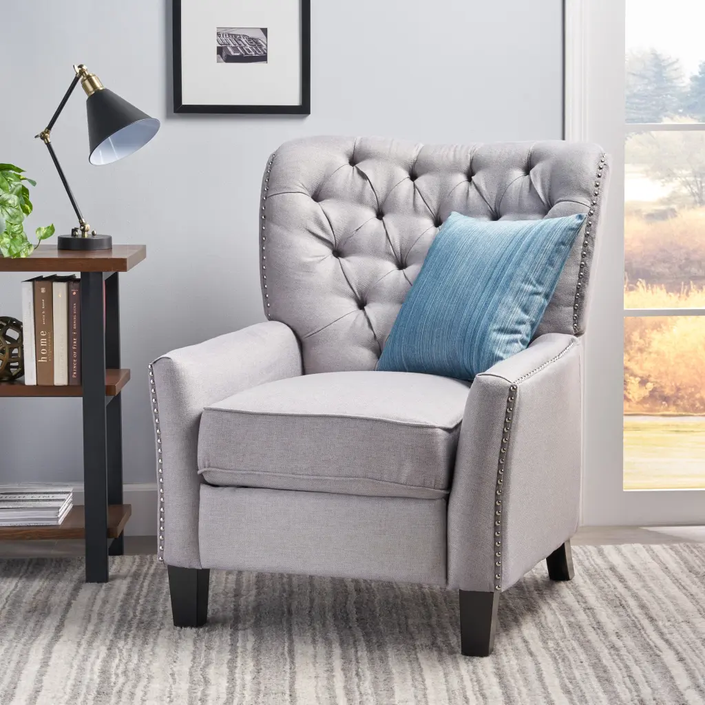 Modern Light Grey Fabric Push Back Recliner nh-ocean furniture