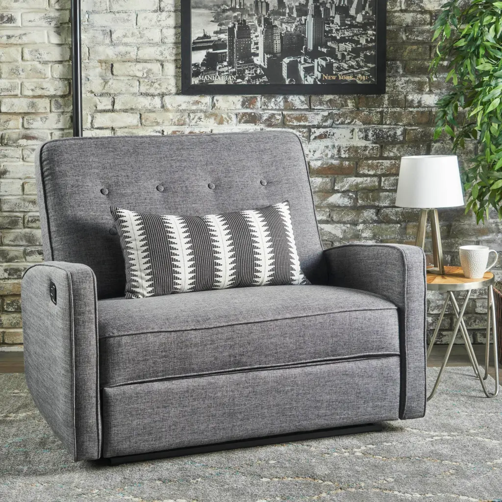 47" Wide Manual Quality Recliner Gray Fabric Comfortable Living Room Chair nh-ocean furniture