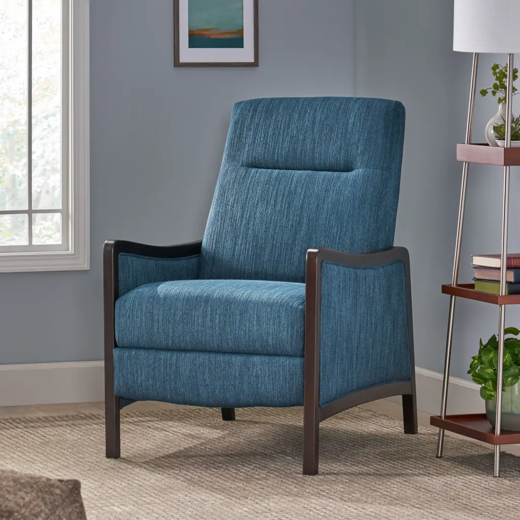 Navy Blue Fabric Recliner Chair Living Room Comfort nh-sunfay