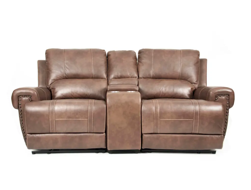 Power Seat Brown Leather Recliner Chair Adjustable Features poundex