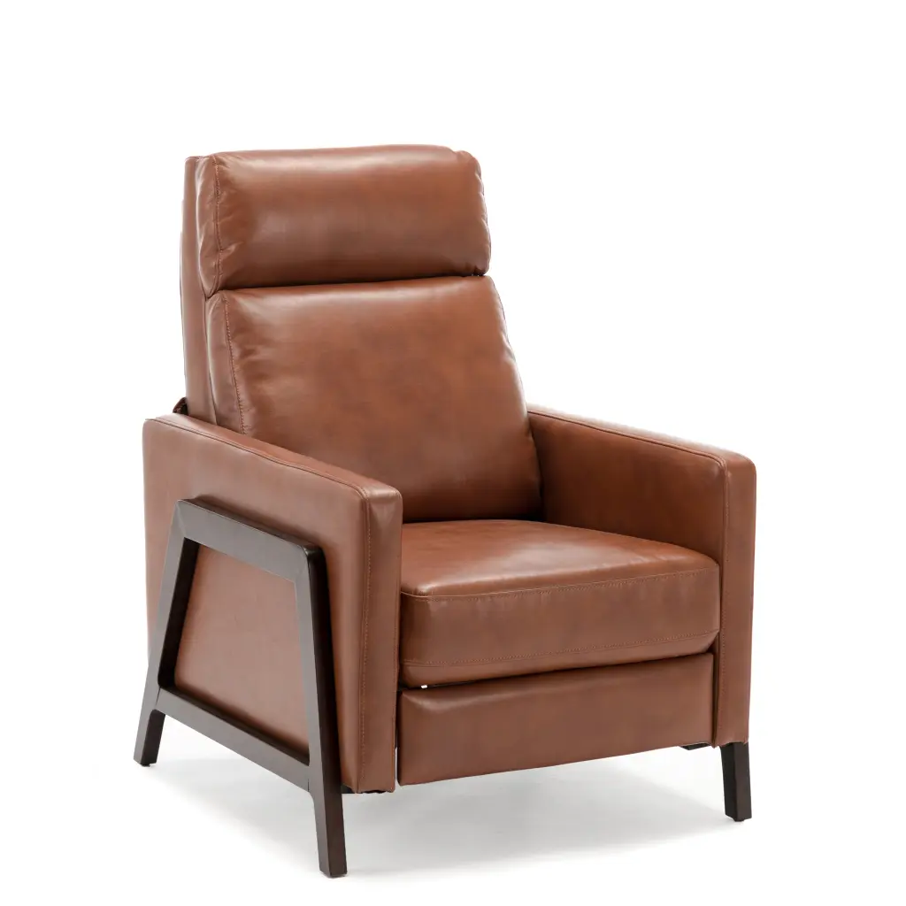 Madeline Push Back Recliner Caramel Finish Foam Padding and Polyester Blend ridgecrest home