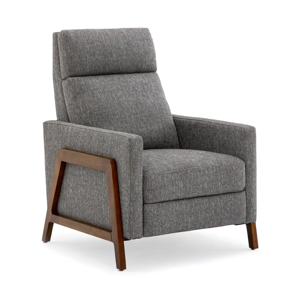 Vivian Push Back Recliner Executive Fabric Ashen Grey Grey Foam Padding ridgecrest home