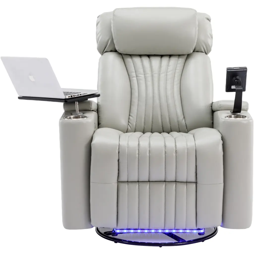 270 Power Swivel Recliner Hidden Arm Storage Home Theater rnb