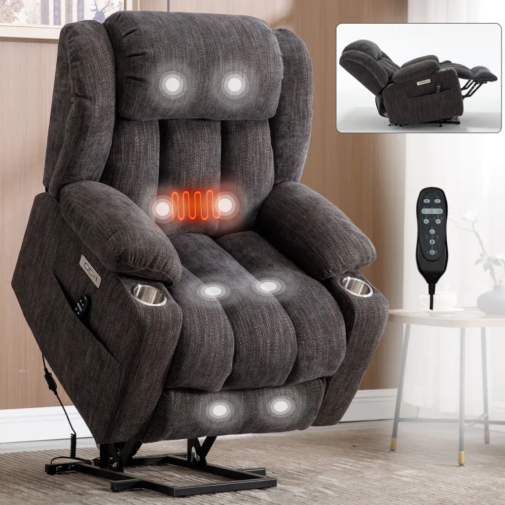 Up to 350 Lbs Chenille Power Lift Recliner Chair Heavy Duty Motion Mechanism rnb