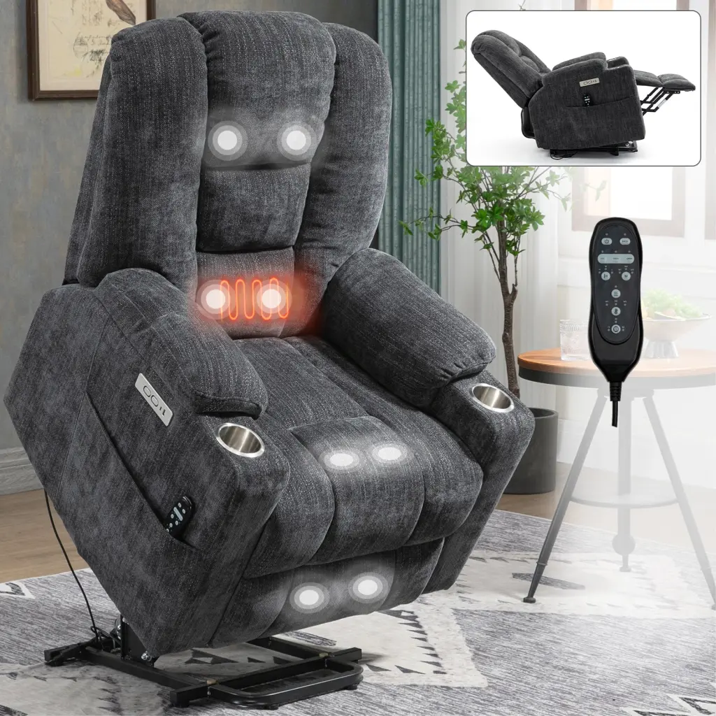 Emon's Large Power Lift Recliner Chair Massage And Heat Elderly rnb