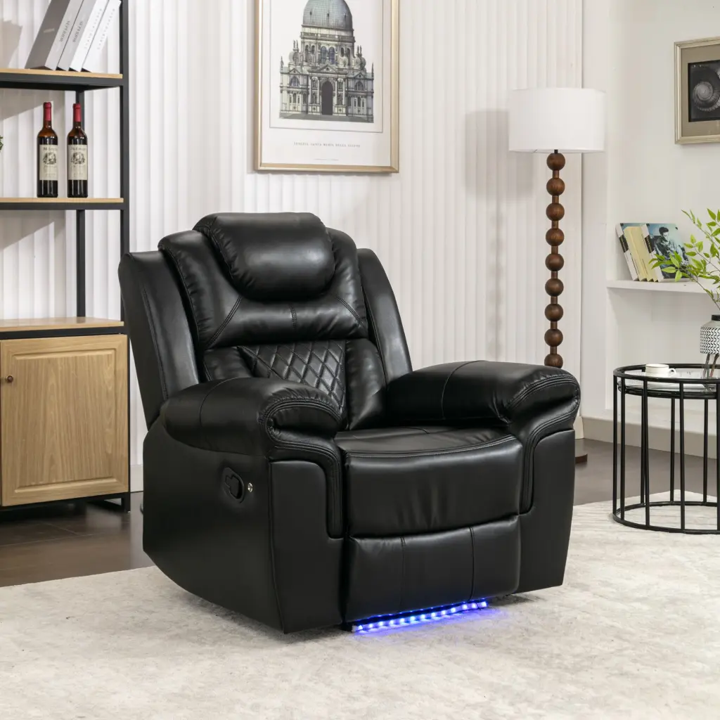 Home Theater Seating Manual Recliner Chair LED Light Strip Living Room rnb