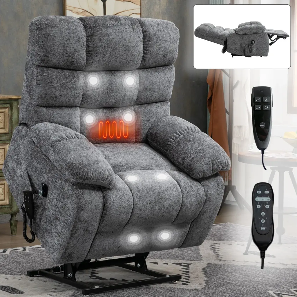 Lift Recliner Chair Heat Massage and Dual Motor Infinite Position rnb