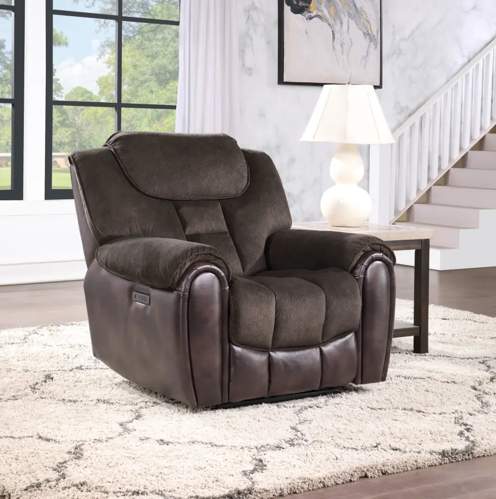 Apollo Power Recliner Espresso Foam Leather Reclining Chair steve silver furniture