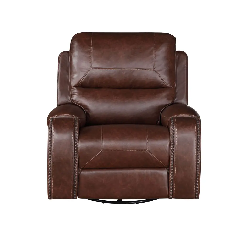 Keily Manual Motion Swivel Recliner Dark Brown Faux Leather Comfortable Lounge Chair steve silver furniture