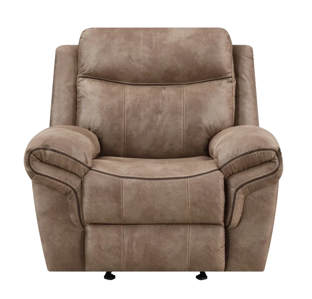 Nashville Glider Recliner Light Brown Faux Leather steve silver furniture