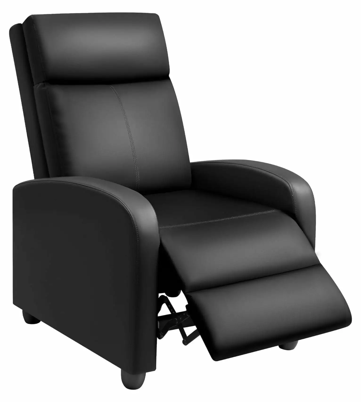 Zazesaby Modern PU Leather Recliner Chair Adjustable Reclining Chair Living Room Home Theater Seating Black