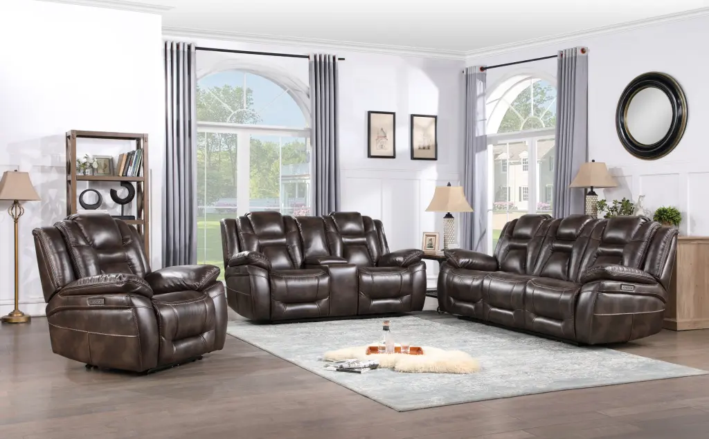 Oportuna 3 Piece Dual Power Reclining Living Room Set Sofa Loveseat steve silver furniture