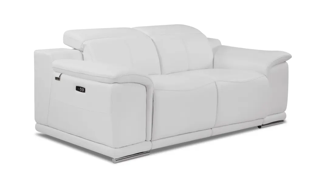 Authentic Italian Leather Power Reclining Loveseat White Foam Leather Sofa global united