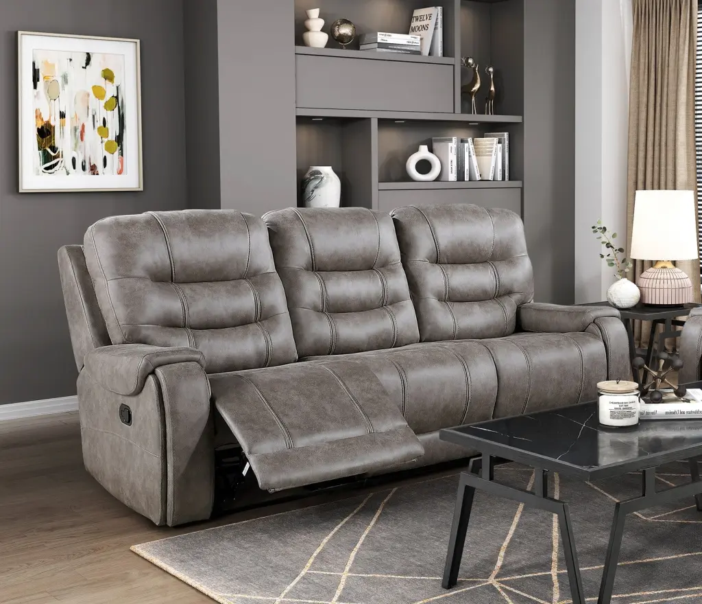 Modern Living Room 1Pc Double Reclining Sofa Sleek Microfiber Upholstery kanepe