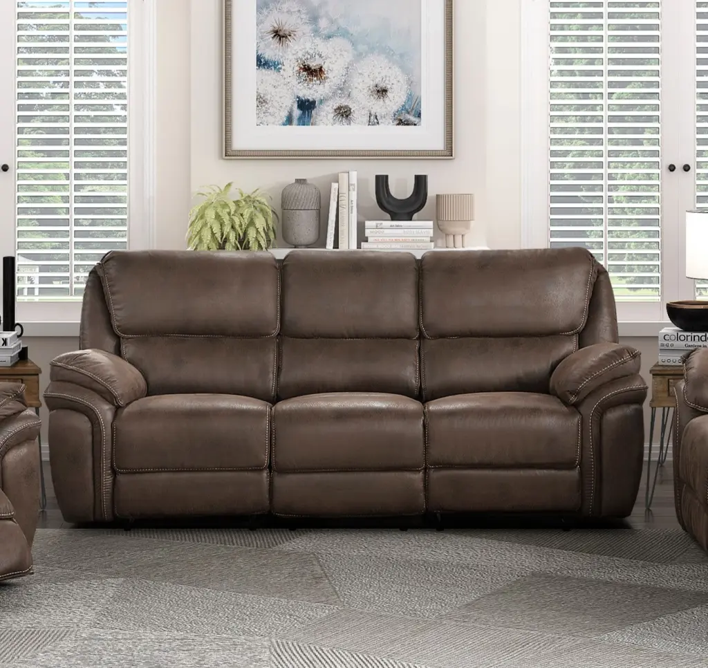 Plush Modern Design Living Room Reclining Sofa Brown Microfiber Upholstered Comfortable Couch kanepe