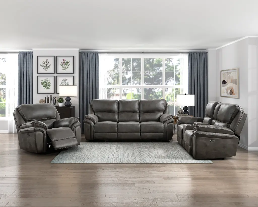 Plush Modern 3 Piece Power Reclining Sofa Set Loveseat and Chair kanepe