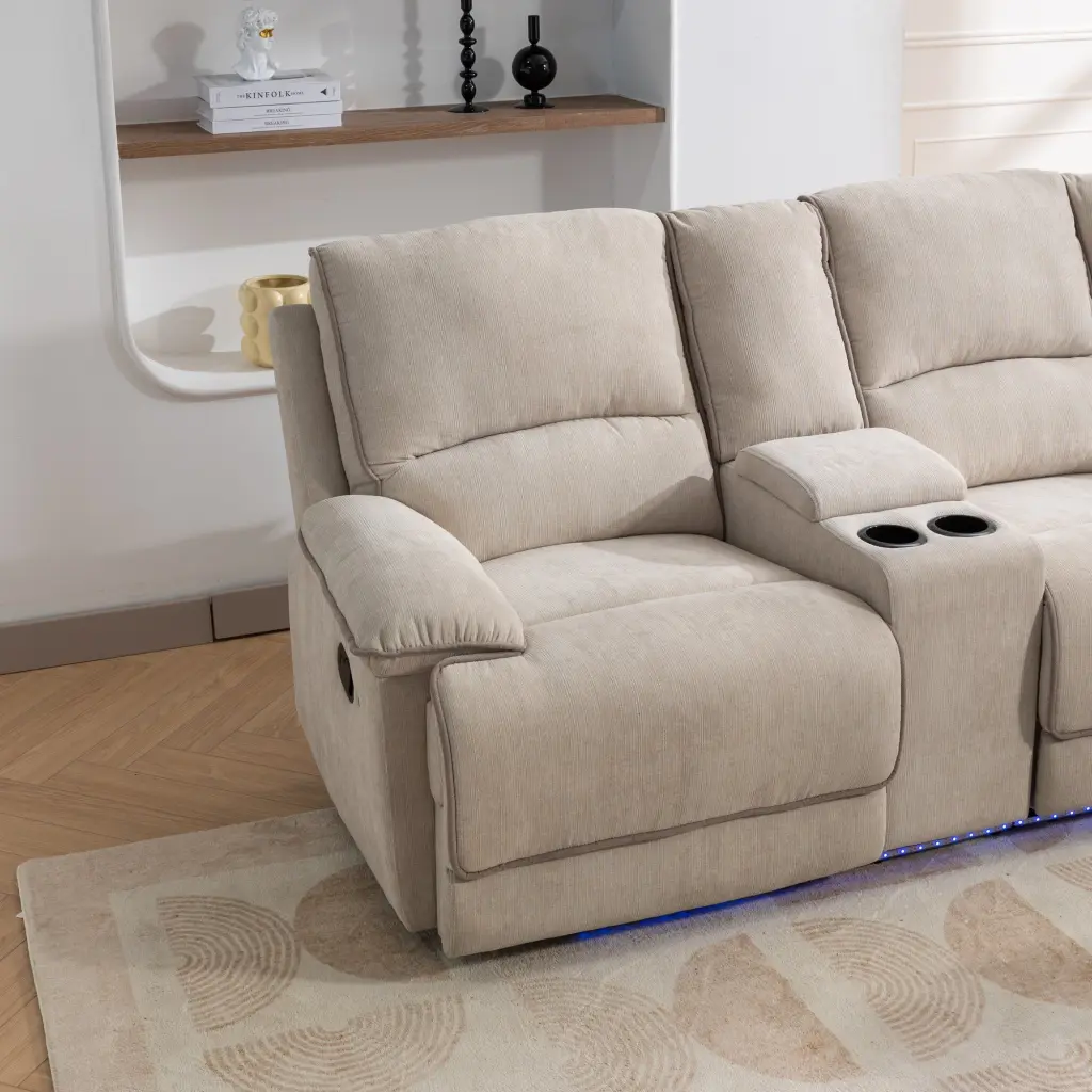94.8 Inch Modern Manual Reclining Living Room Furniture Set USB Ports rnb