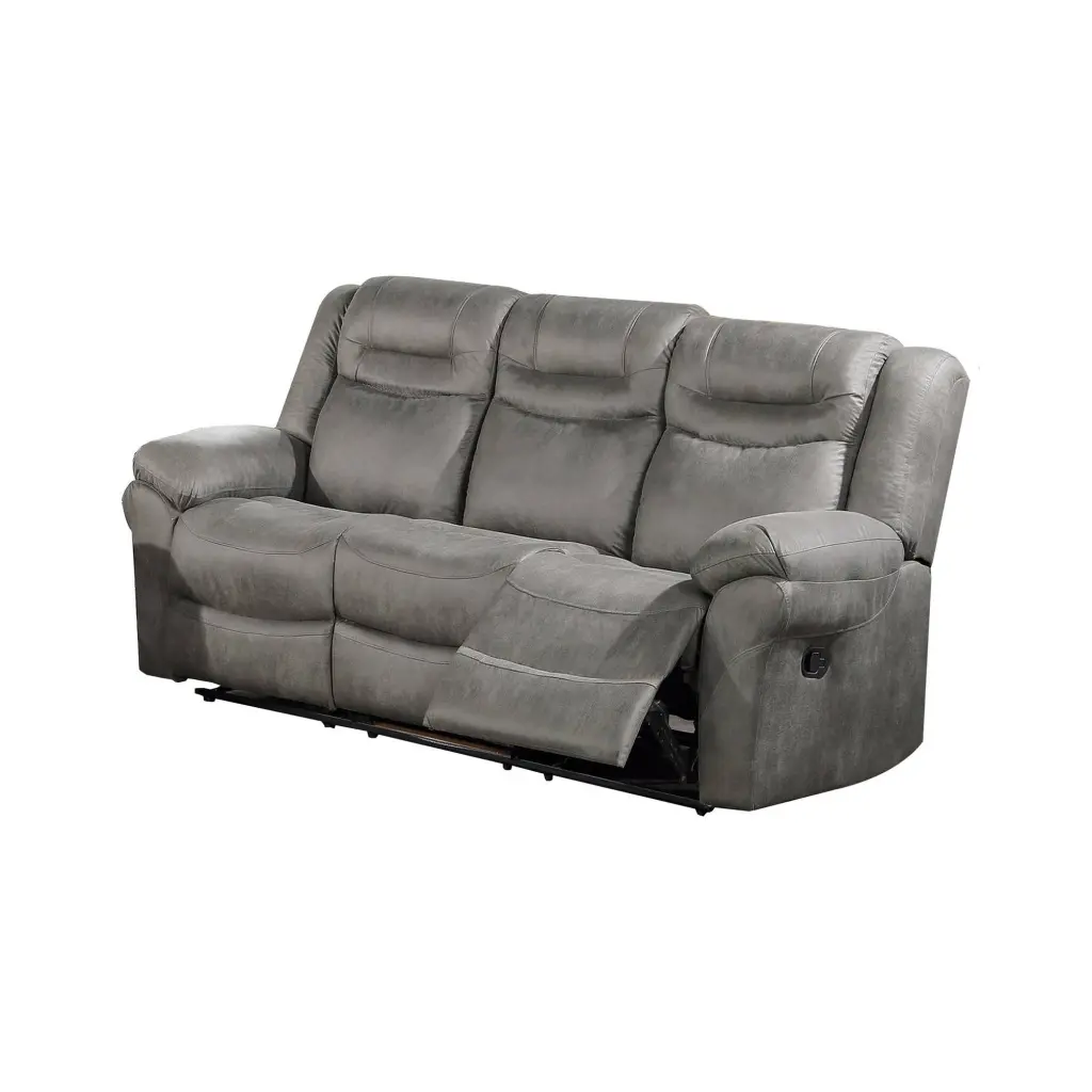 Betty 86 Inch Manual Reclining Sofa Pull Tab Footrest Gray royal hampton