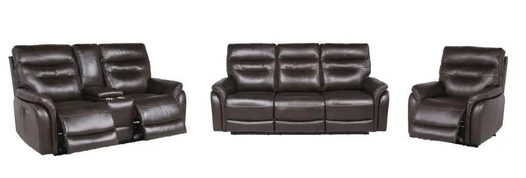 Fortuna 3 Piece Dual Power Reclining Set Coffee Dark Brown Wood steve silver furniture