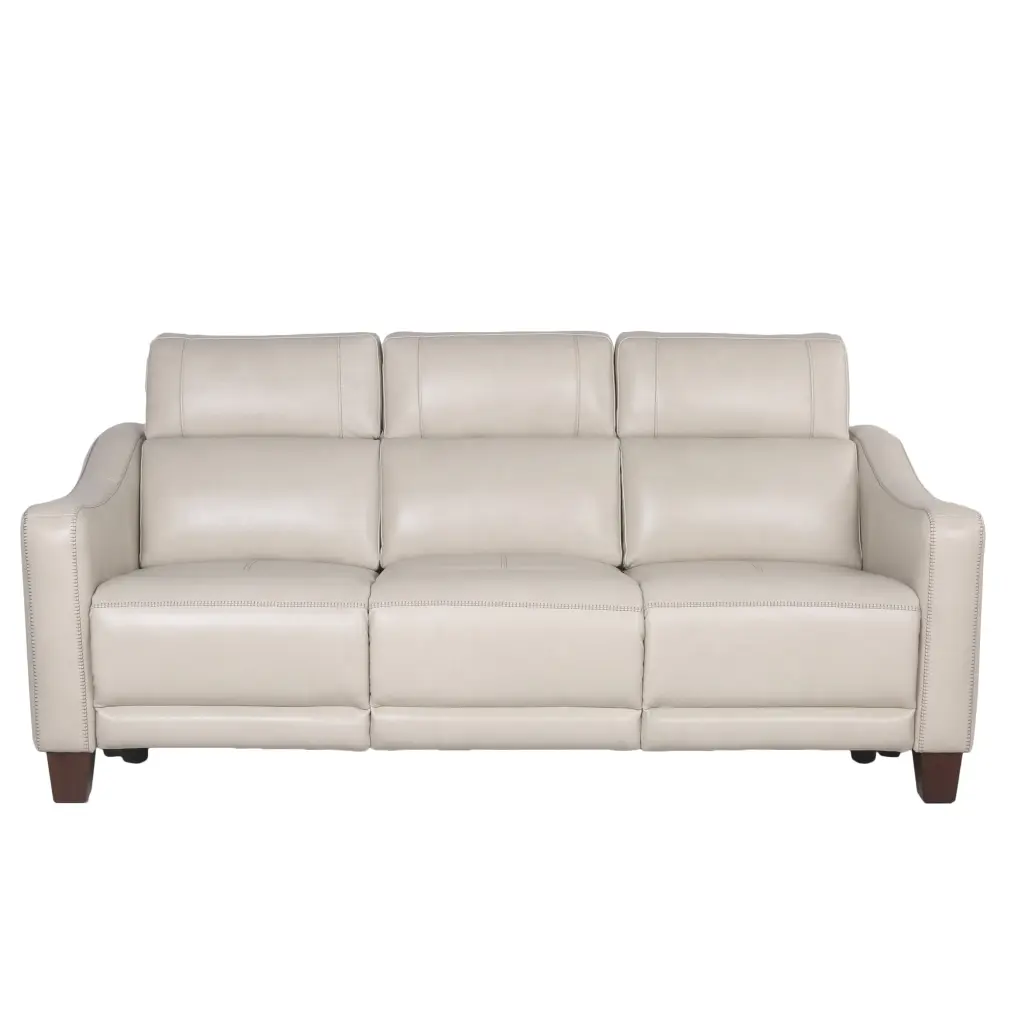 Transitional Dual Power Leather Reclining Sofa Wall Saver Mechanism steve silver furniture