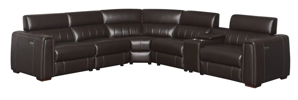 Leather Power Reclining Sectional Top Grain Leather Transitional Style Comfortable Sofa steve silver furniture