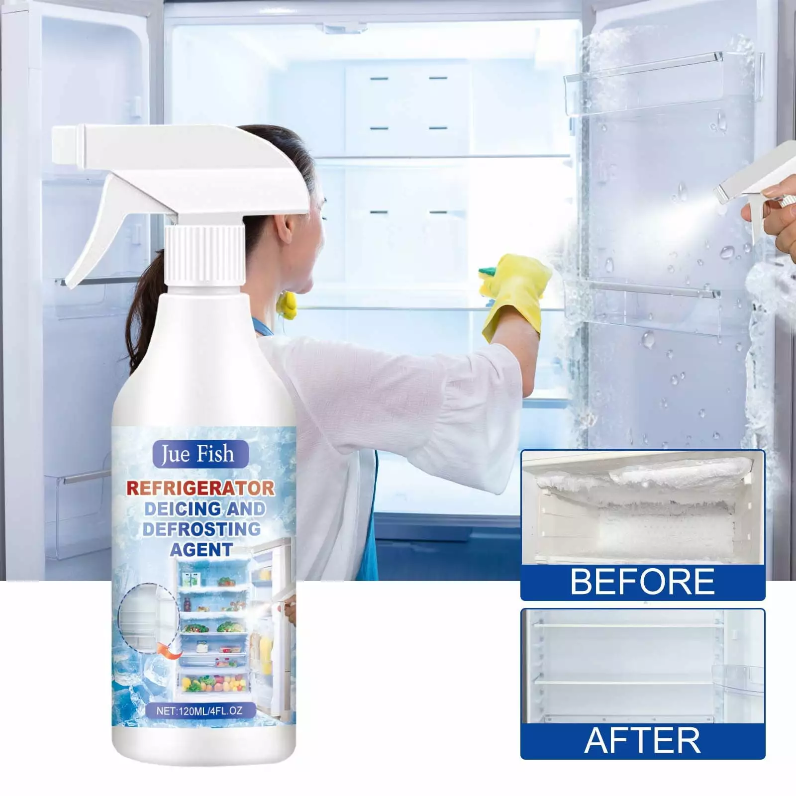 LWITHSZG Refrigerator Defrosting Deicer Houtilizehold Freezer Melting Snow Deicing Clean Ice Antifreeze Icing Agent 2pc*120ml