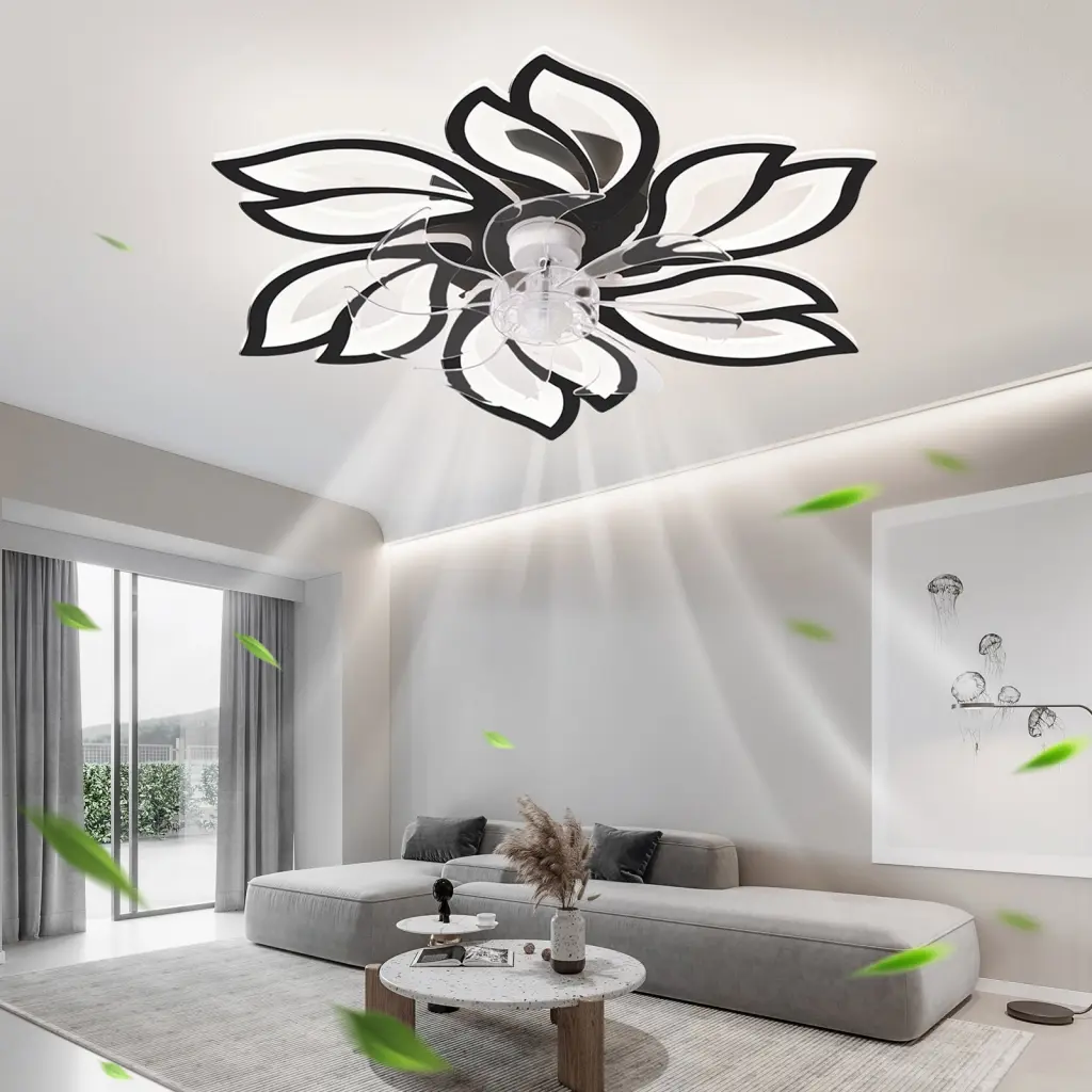 25.5 Inch Ceiling Fan Lights Remote Control 3 Color Temperatures w1962 seehui lighting
