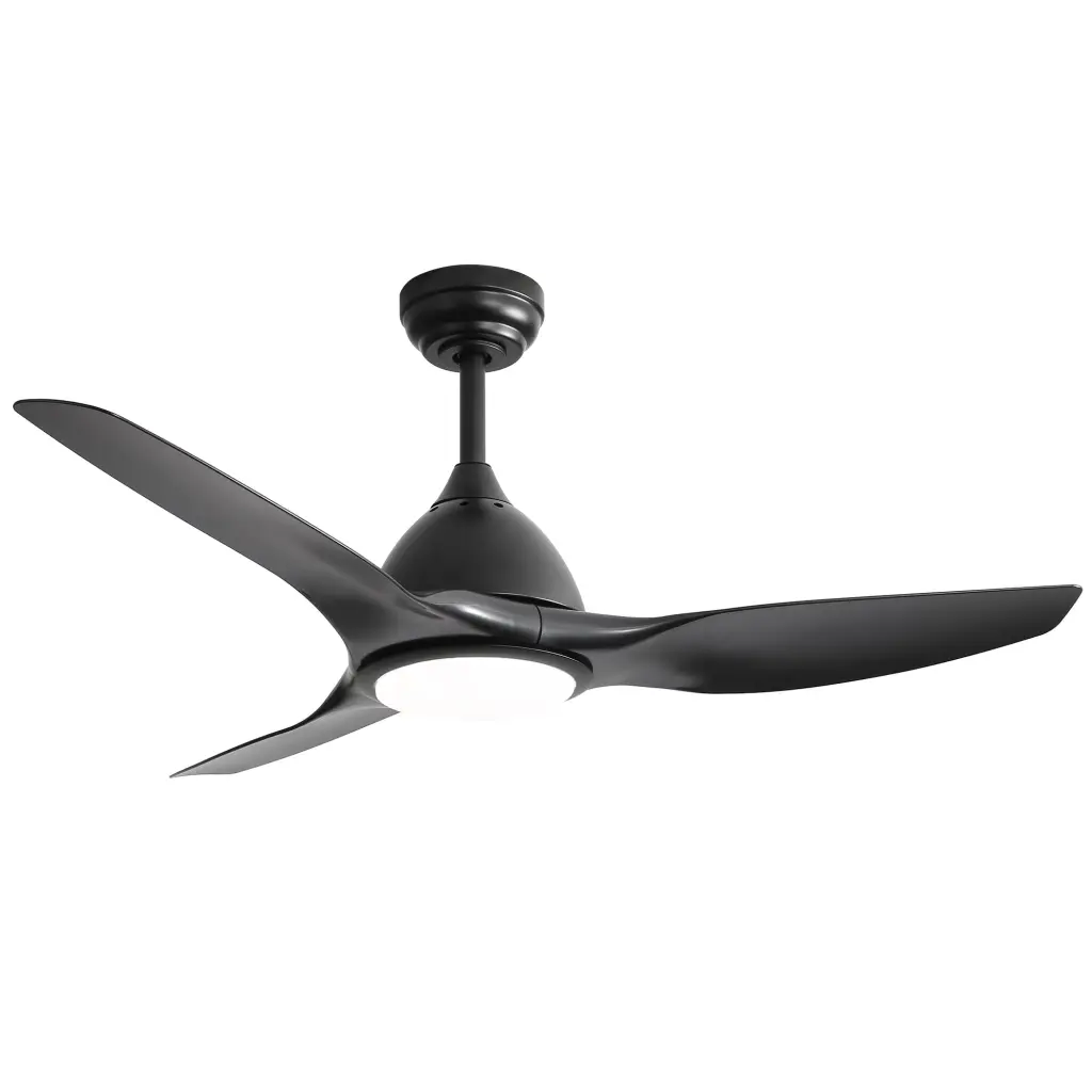 52 Inch 6 Speed Remote Control Ceiling Fan 3 ABS Blades Black Bedroom ceiling fan with light