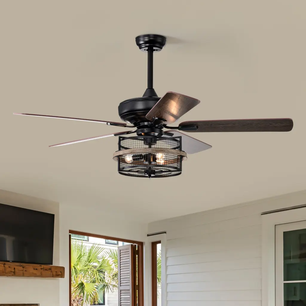 52 Inch Farmhouse Ceiling Fan Remote and 3 Lights hengermei