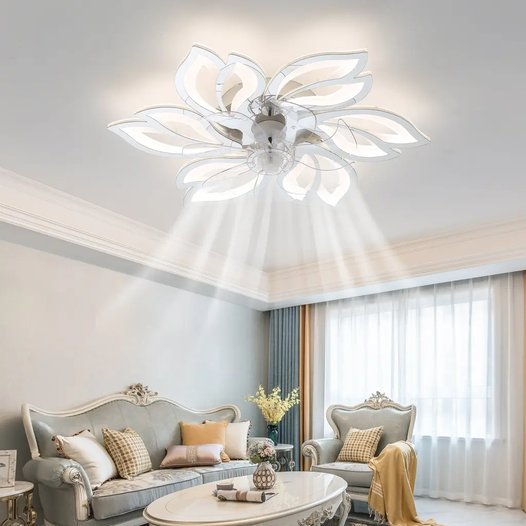 25.5 Inch Ceiling Fan Lights Remote Control 3 Color Temperatures w1962 seehui lighting