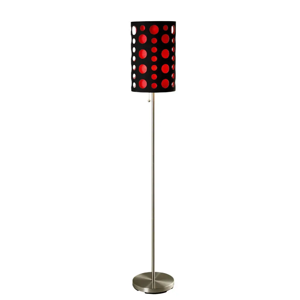 66 Inch Tall Metal Floor Lamp Retro Design Black And Red Shade Multi Lighting california home