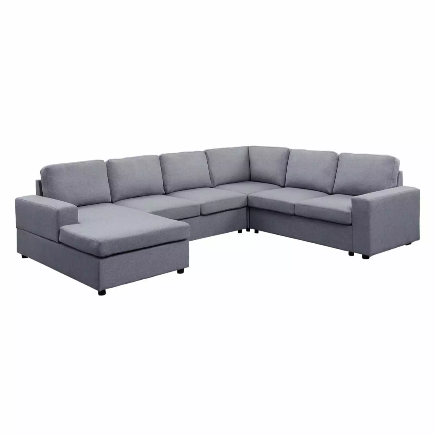 Blissful Nights Light Gray Linen 6 Seat Reversible Modular Sectional Sofa Chaise