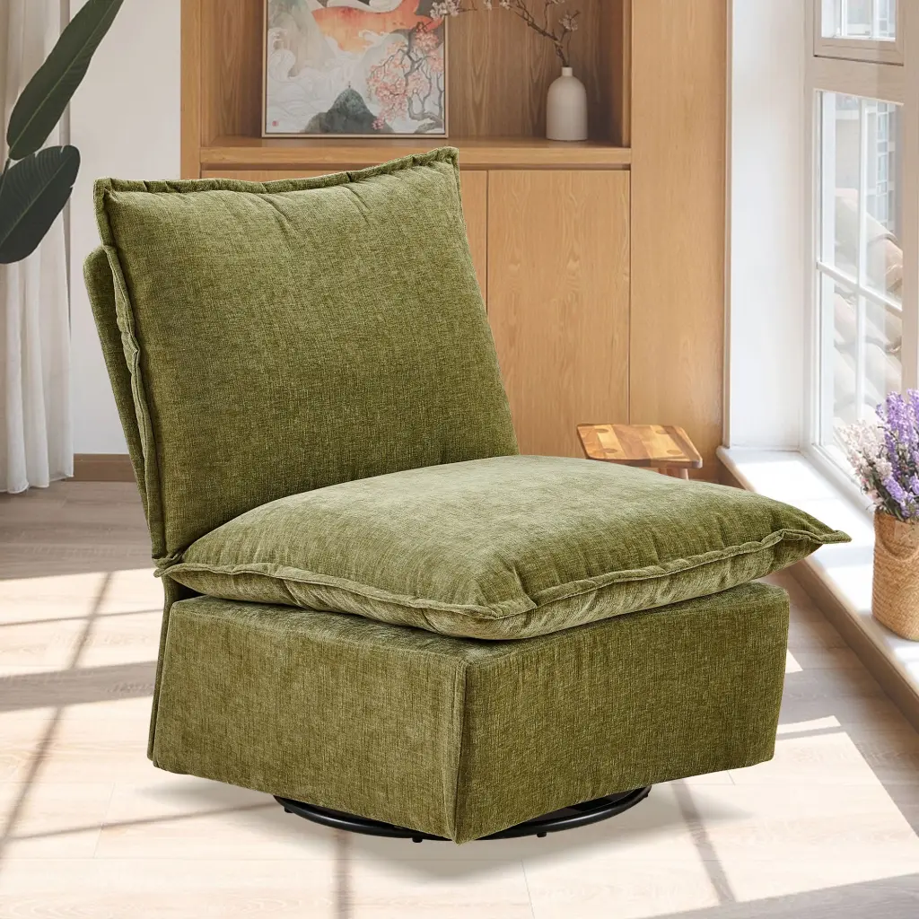 Detachable Green Chenille Single 360 Swivel Rocking Rocker Chair, Modern Living Room Accent Chair bn smart home w1164