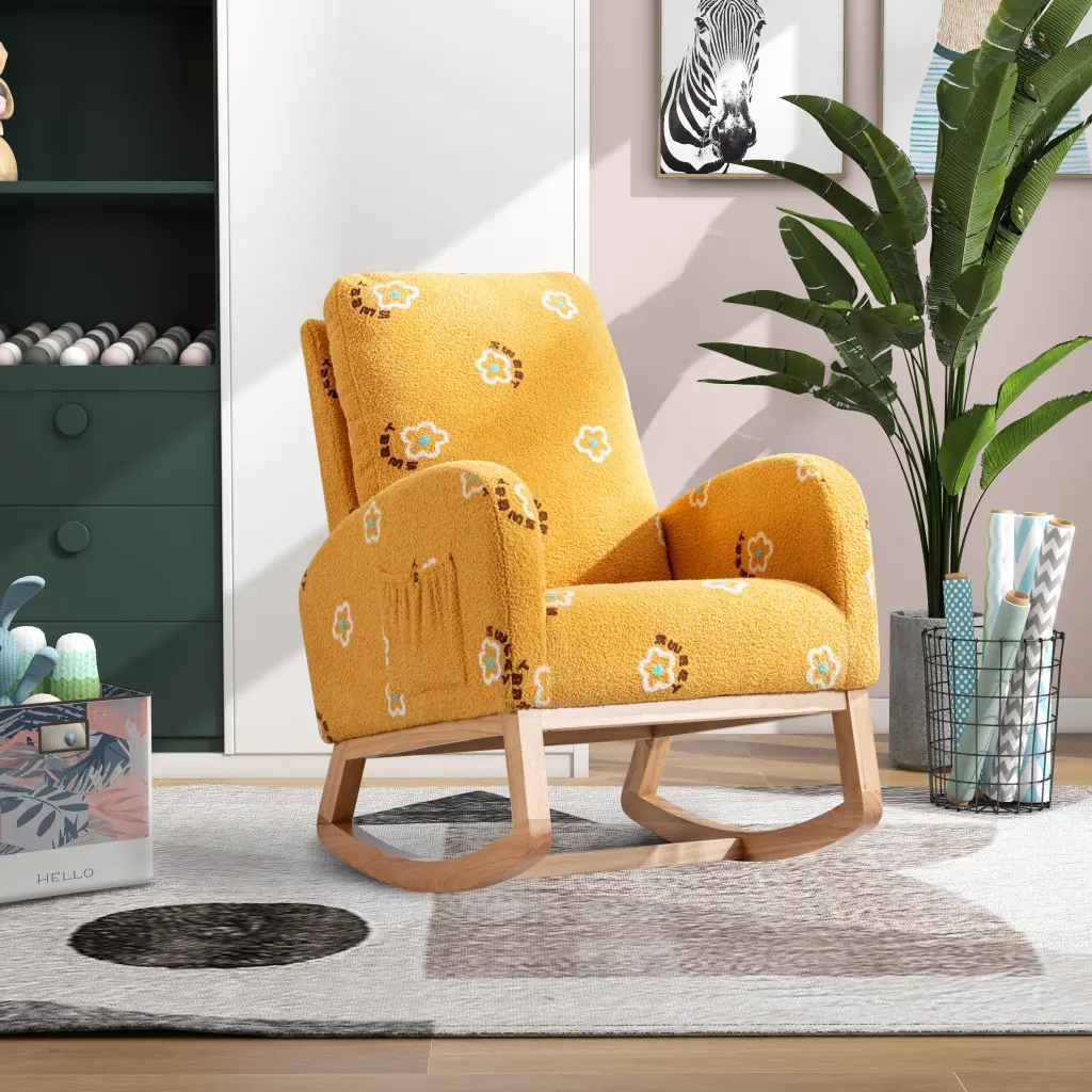 26.8 Inch Modern Rocking Chair Nursery Mid Century Accent Rocker w1298