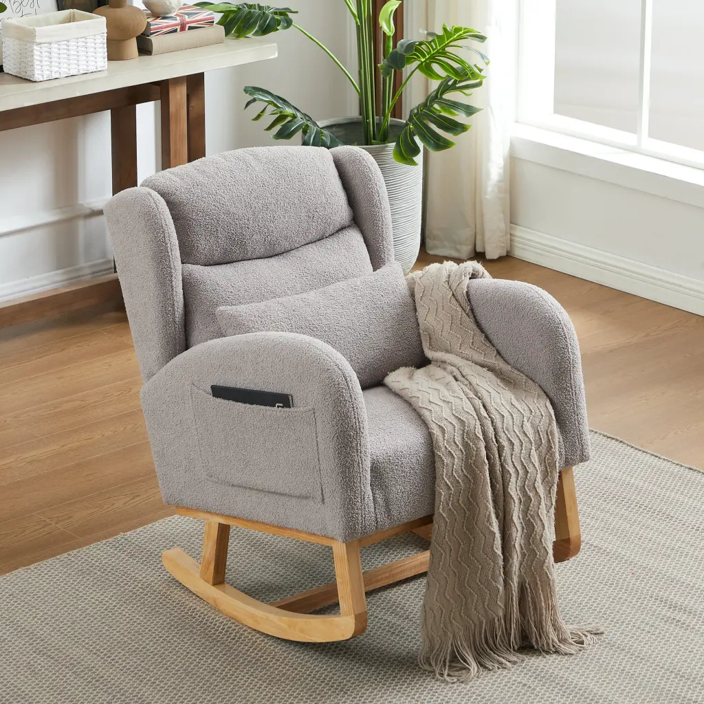 27.2 Inch Modern Accent High Backrest Living Room Lounge Arm Rocking Chair welike furniture