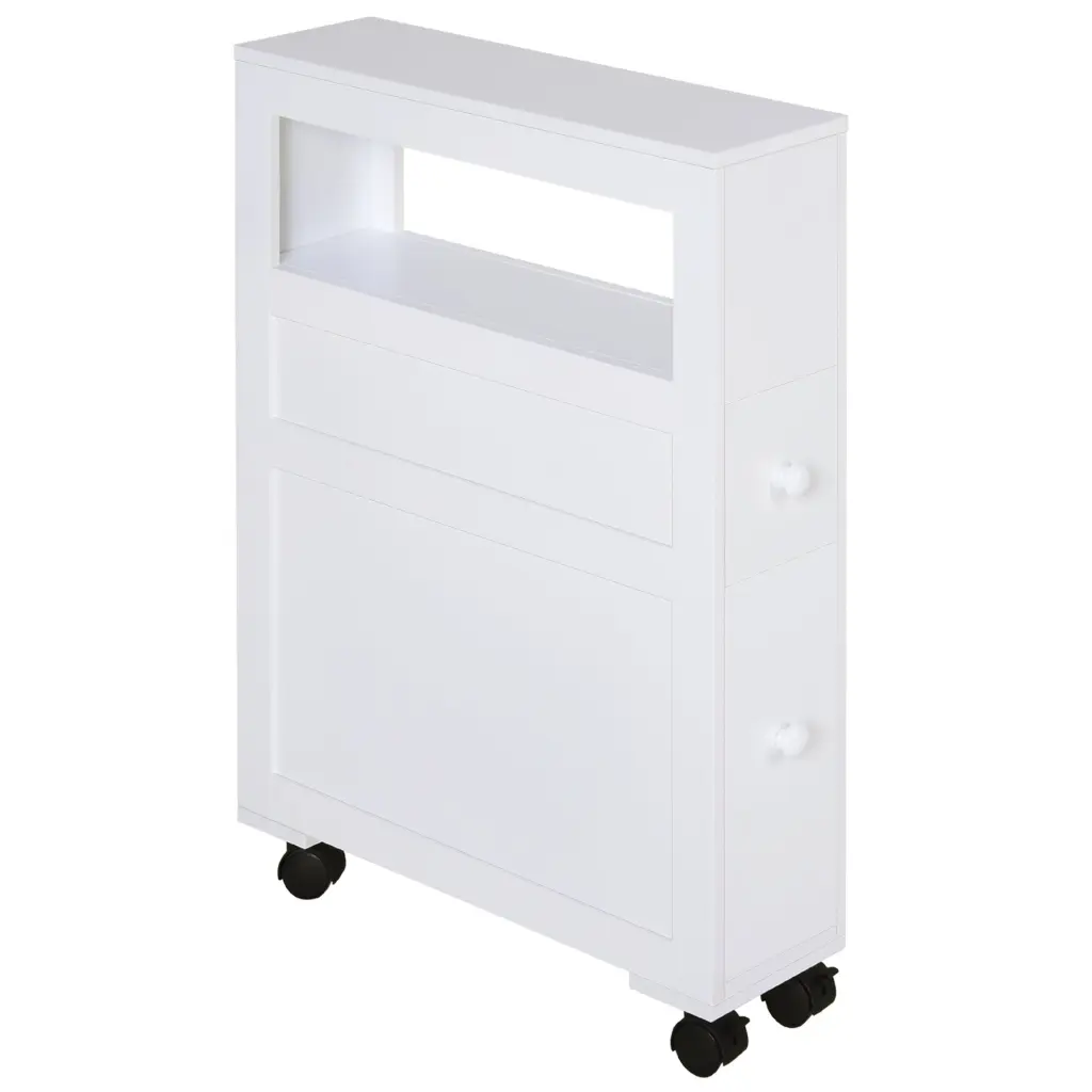 Homcom 6.25 X 20.5 X 28.25 Wood Rolling Narrow Bathroom Side Storage aosom business