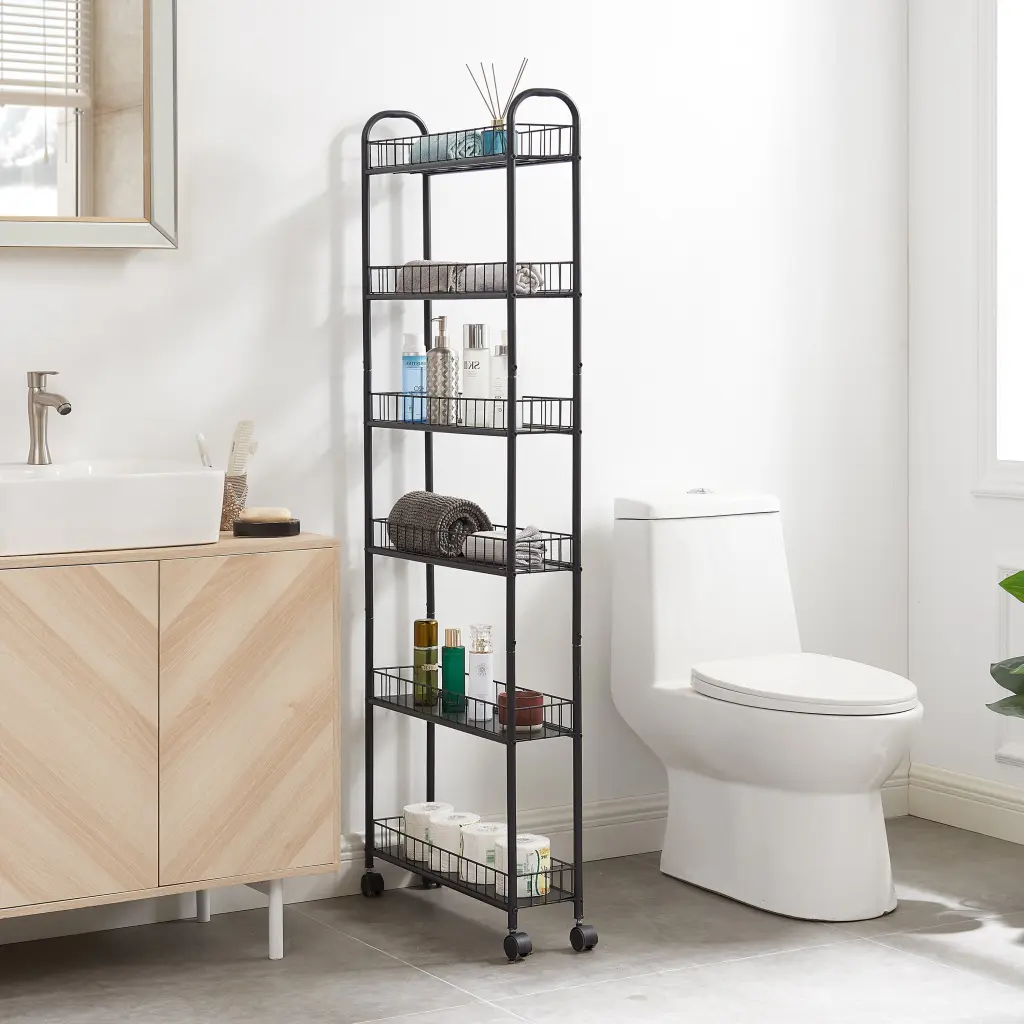 6 Tier Rolling Cart Slim Slide Out Storage Tower Rack Kitchen Gap rnb