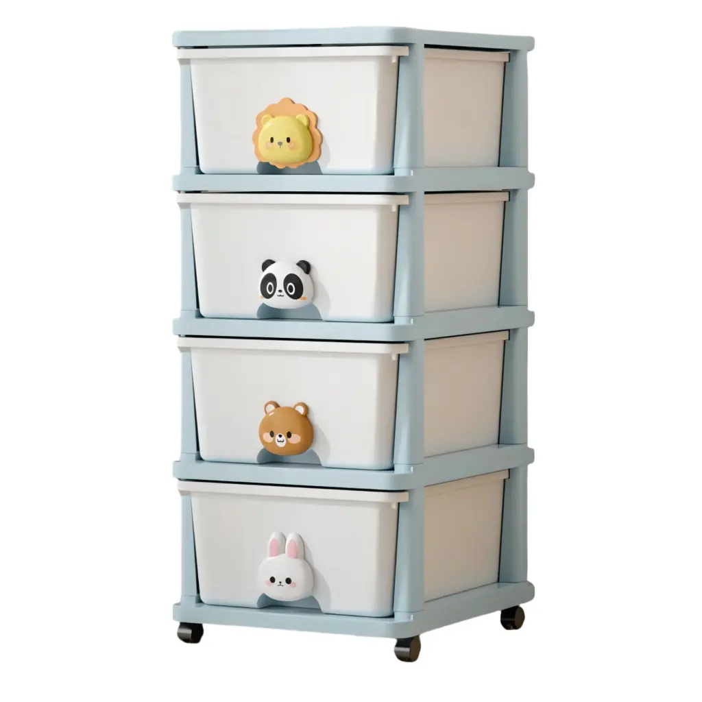 Drawer Storage Rack 4 Drawers 4 Layer Flexible Mobility Wheels w2873