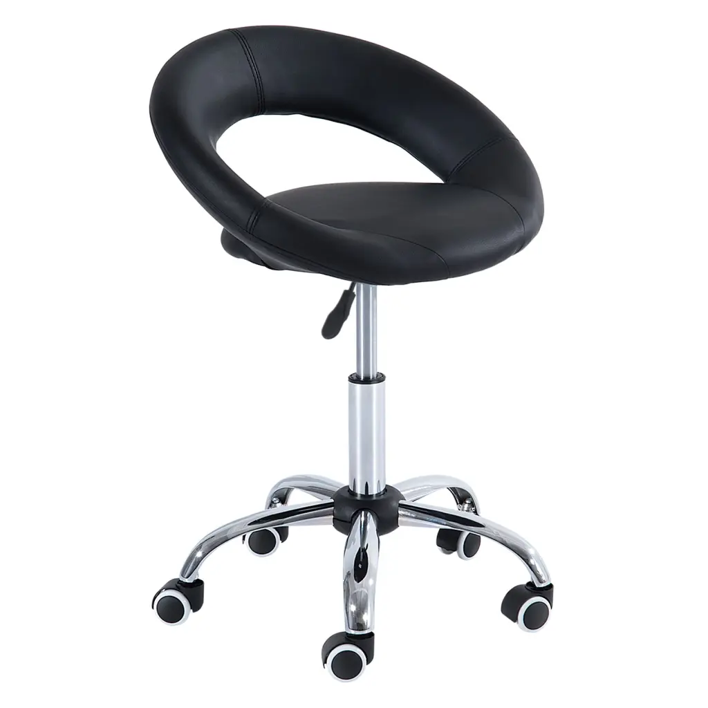 Crescent Rolling Salon Stool Adjustable Height and Foam Cushion aosom business