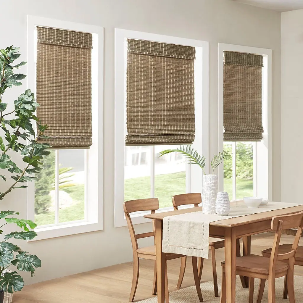 Bamboo Light Filtering Roman Shade 64 Inch Natural Ash Bamboo jla