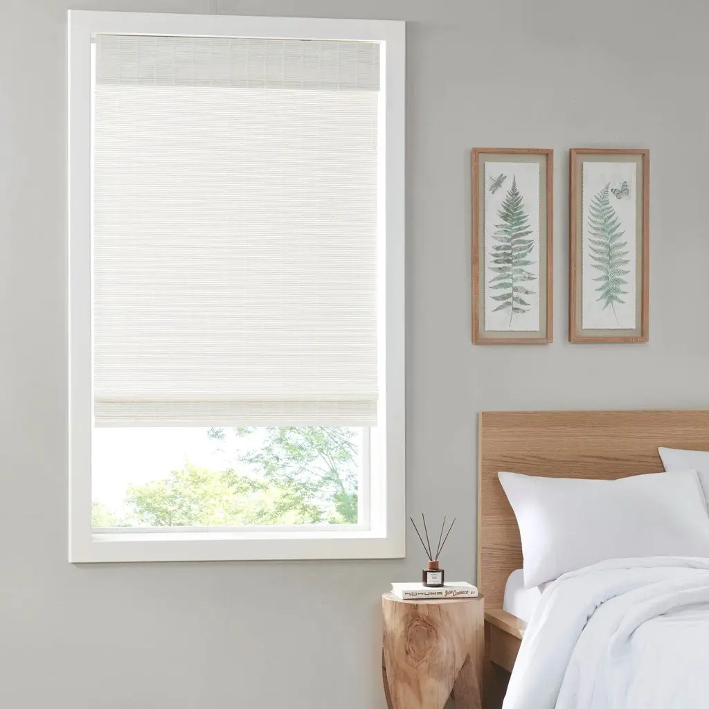 Bamboo Light Filtering Roman Shade 64 Inch White Bamboo jla