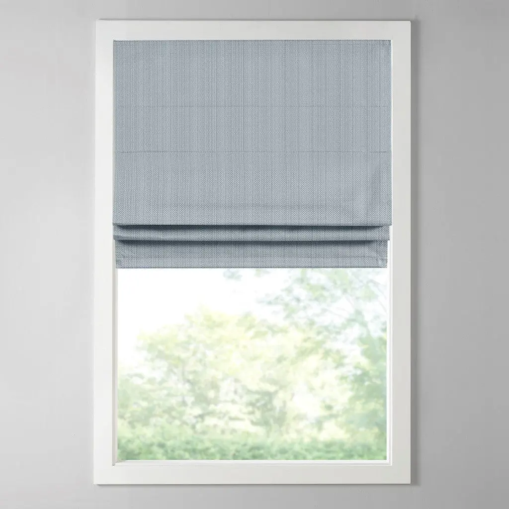 Binquireetweave Room Darkening Cordless Roman Shade Blue Polyester Window Treatment jla