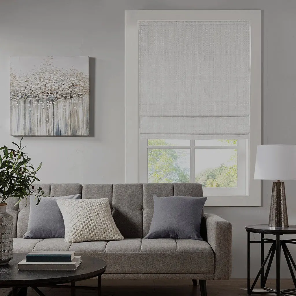 Binquireetweave Total Blackout Roman Shade White Polyester Window Treatment jla