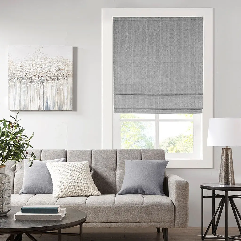 Charcoal Polyester Room Darkening Cordless Roman Shade jla