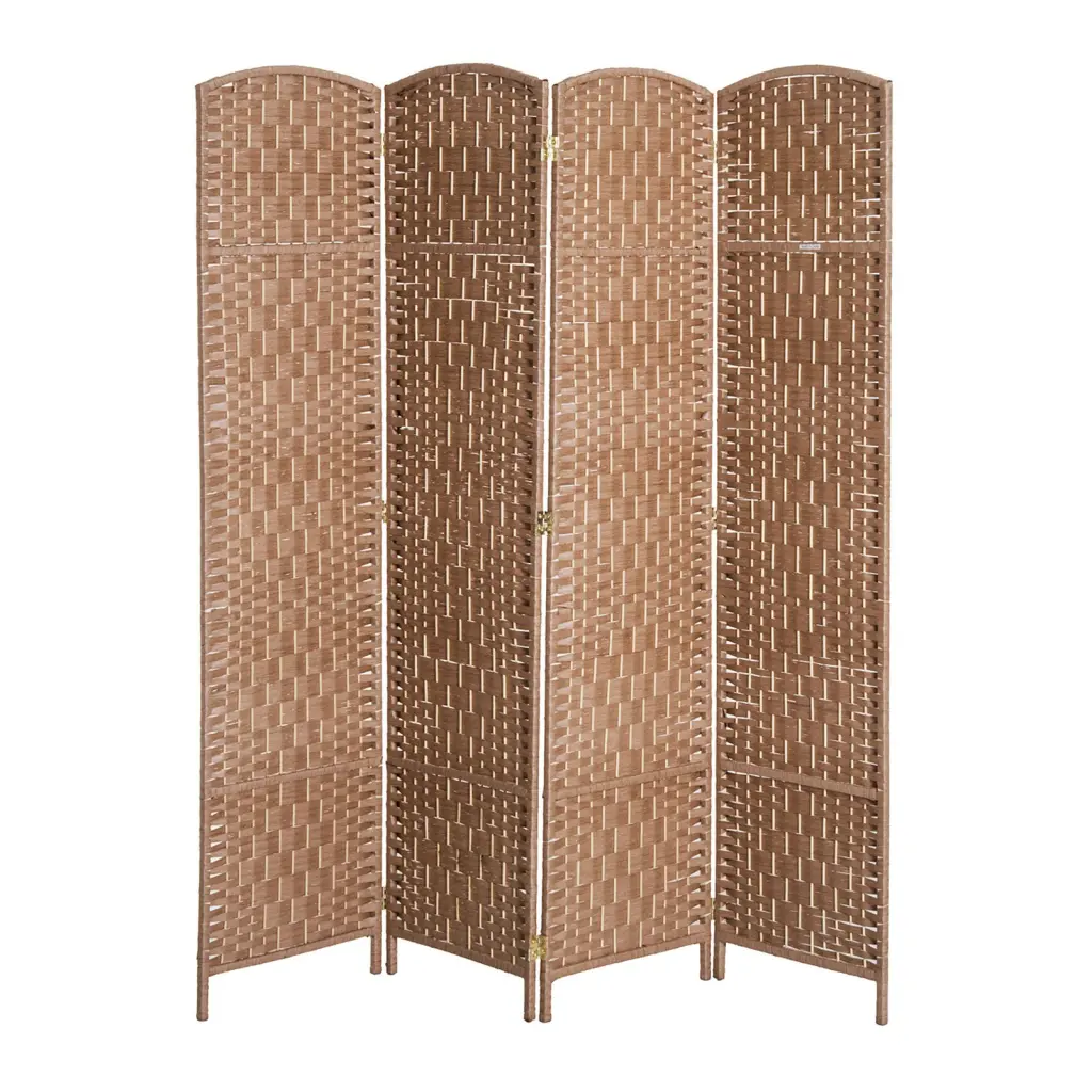 Homcom 6 Foot Tall Wicker Weave 4 Panel Room Divider Privacy Screen aosom business