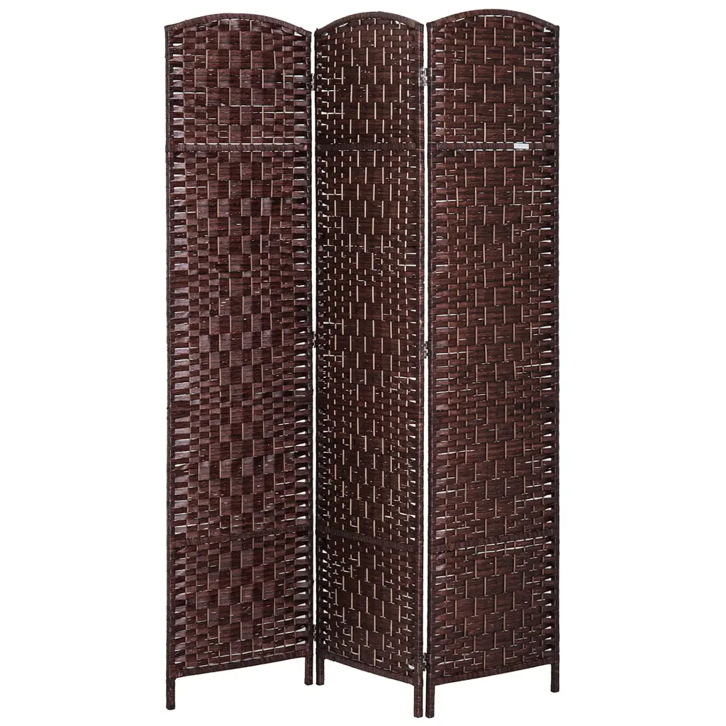 6' Tall Wicker Weave 3 Panel Room Divider Privacy Screen Brown aosom business