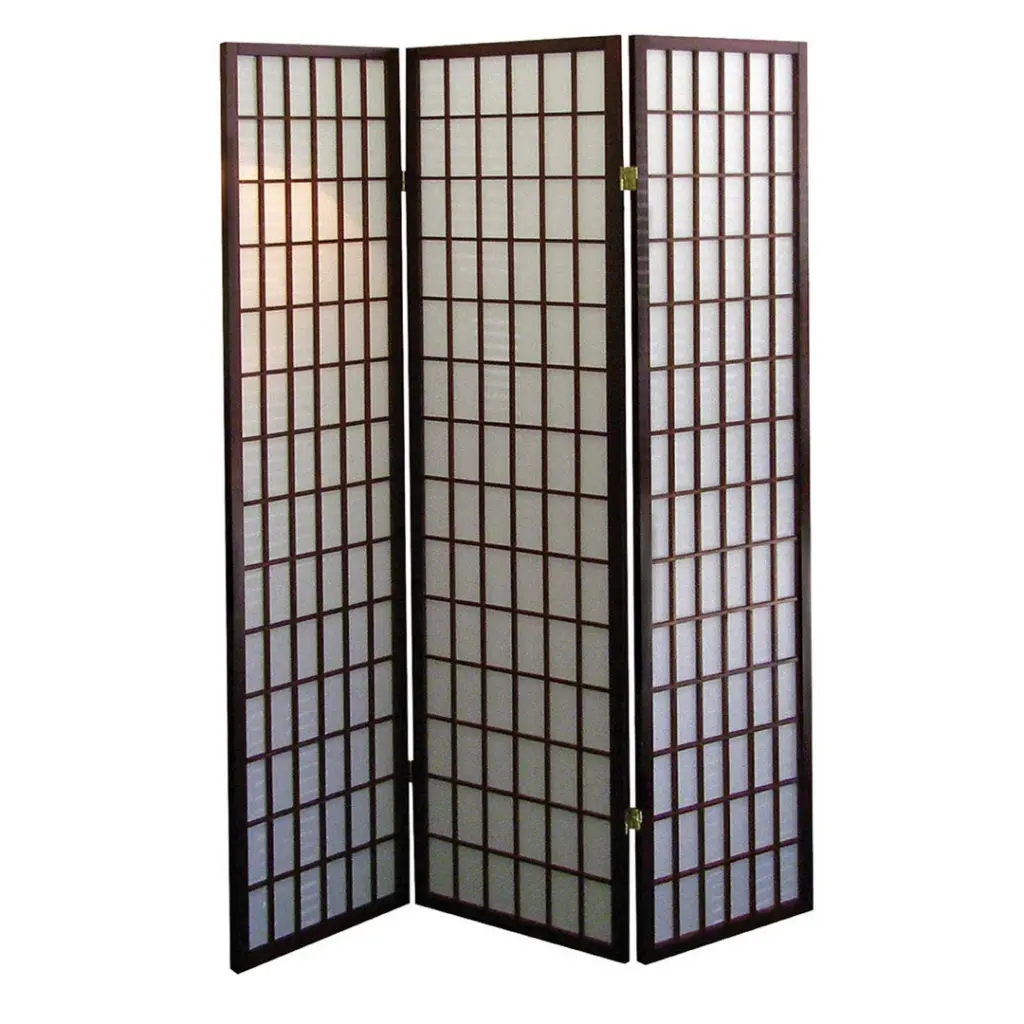 70 Inch Tall 3 Panel Screen Room Divider Japanese Style Cherry Finish Privacy Partition california home