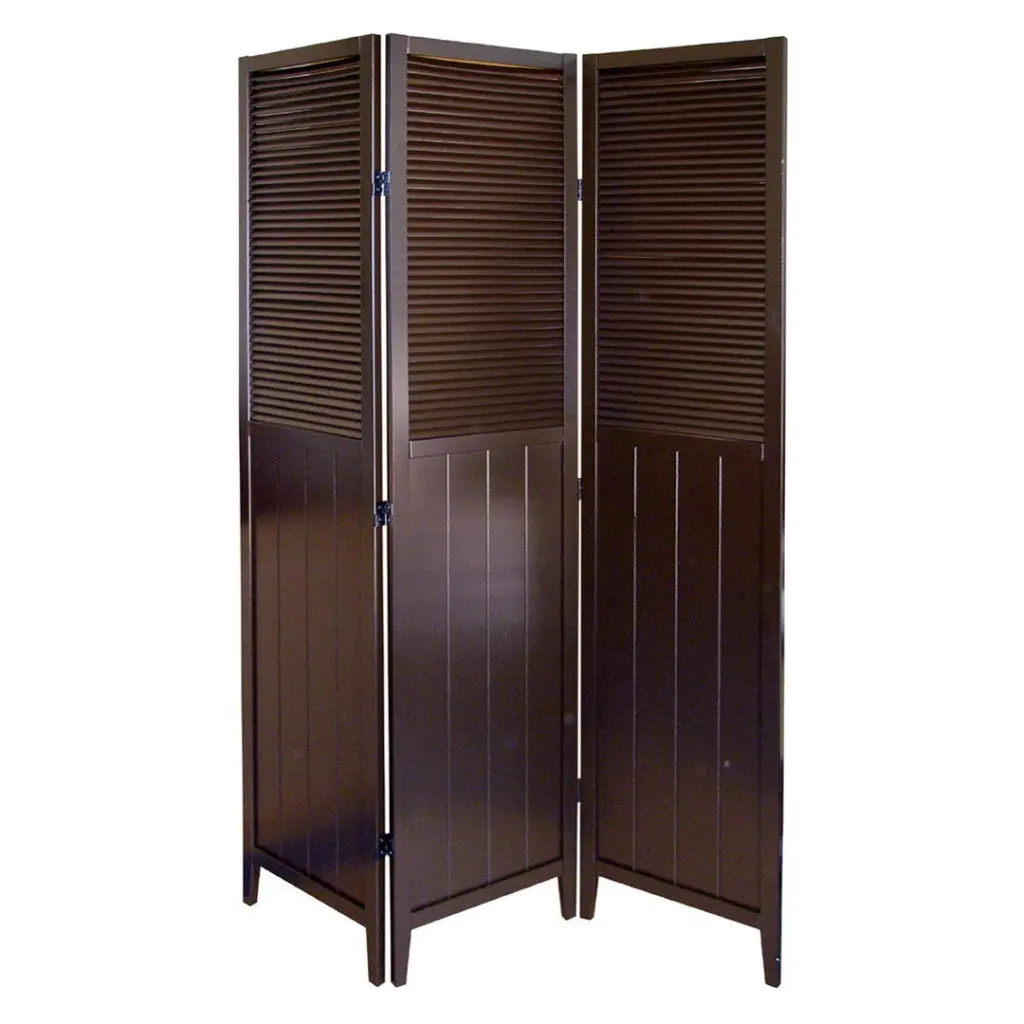 70 Inch Tall 3 Panel Screen Room Divider Shutter Door Espresso Finish california home