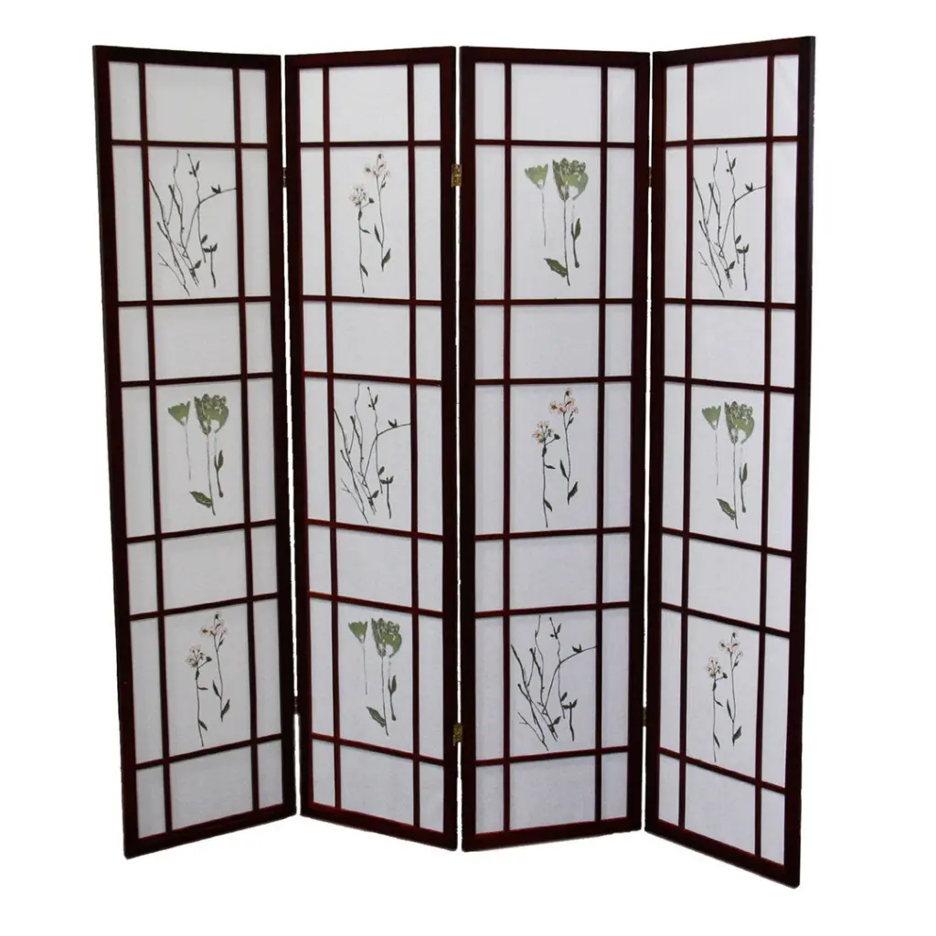 70 Inch Tall 4 Panel Shoji Screen Room Divider Cherry Wood Privacy Partition california home